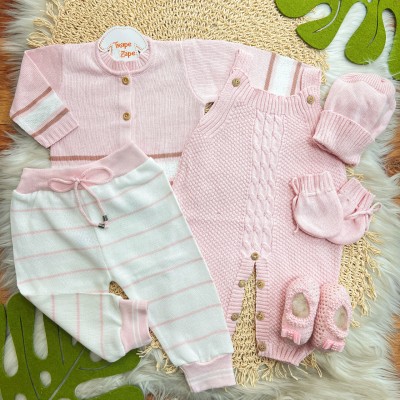 Kit algodão doce- rosa com faixa rose